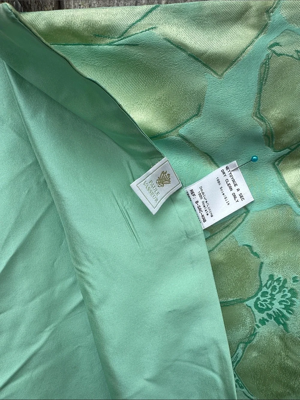 Women’s Paule Vasseur Silk L’étole/ Wrap in Mint Green Lightweight Floral